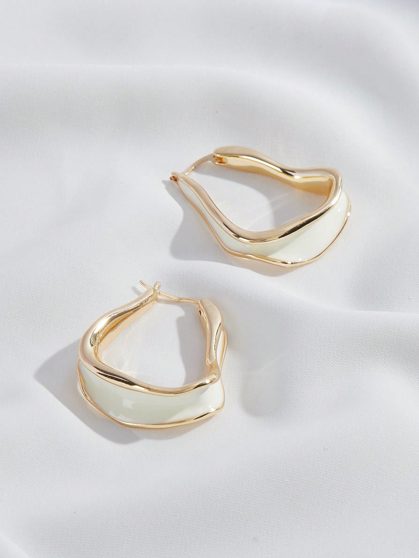 1pair Casual Zinc Alloy Asymmetric Design Hoop Earrings For Women For Daily Decoration - Image 4