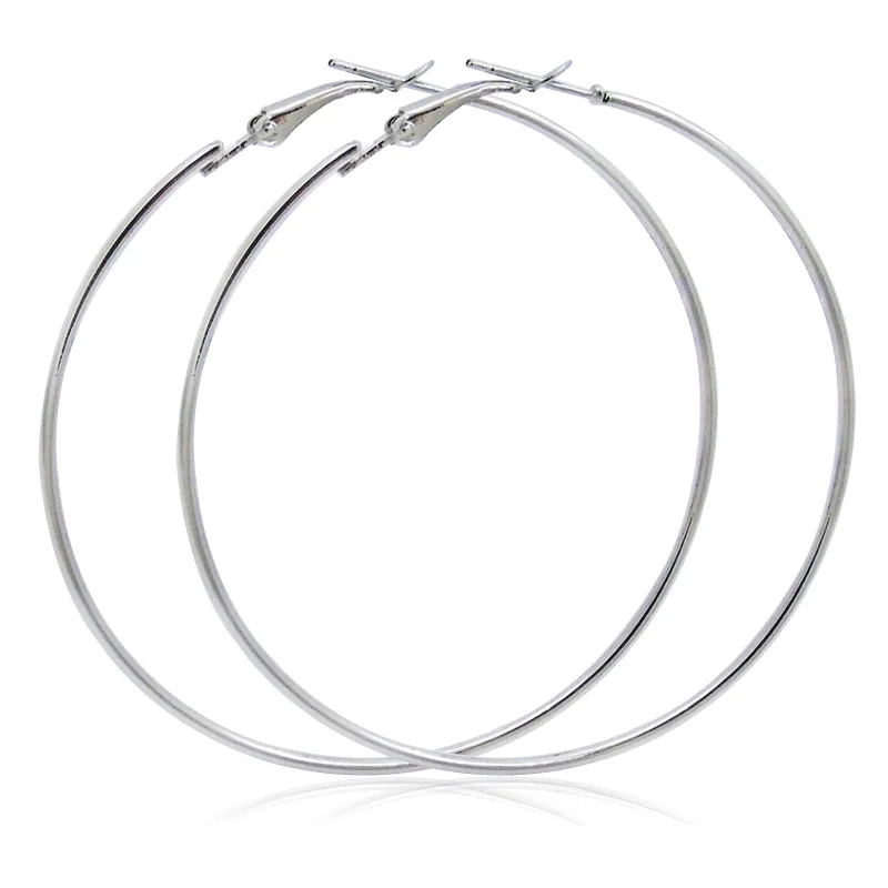 EKUSTYEE Big Circle Hoop Earring for Women Jewelry Metal Trendy Retro Big Round Circle Earrings - Image 2