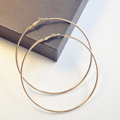 EKUSTYEE Big Circle Hoop Earring for Women Jewelry Metal Trendy Retro Big Round Circle Earrings - Image 4