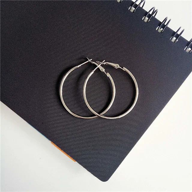 EKUSTYEE Big Circle Hoop Earring for Women Jewelry Metal Trendy Retro Big Round Circle Earrings - Image 3