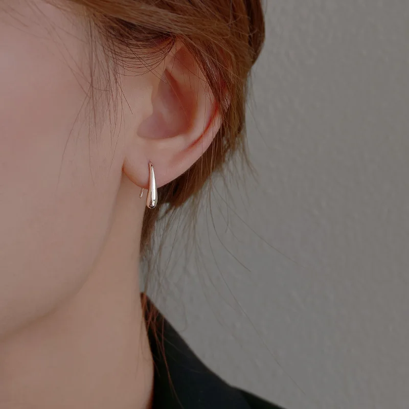 925 Sterling Silver Water Drop Shape Earrings for Women Simple Temperament Ins Retro Jewelry Party Birthday Gifts - Image 2