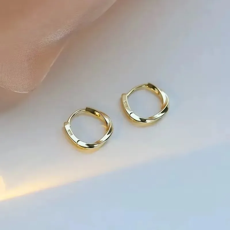 925 Sterling Silver Round Stud Earrings for Women Simple Inlaid Design Hoops Earrings Wedding Party Jewelry Accessories Gifts - Image 5