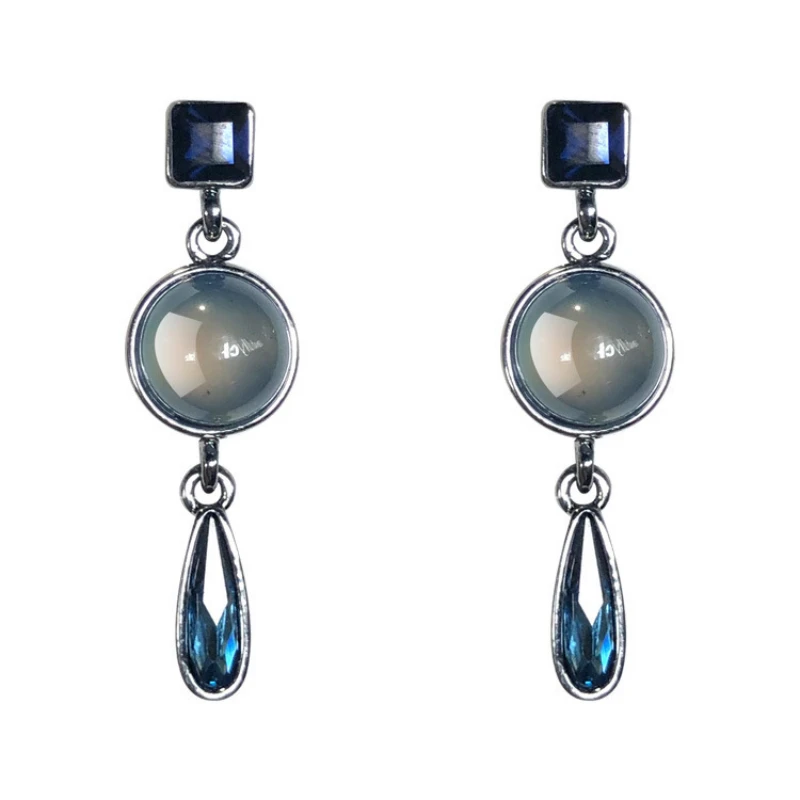 S925 Silver Needle Morandi Color Series New Trendy Cool Style High Grade Earrings Long Retro Blue Women Earrings Jewelry - Image 6