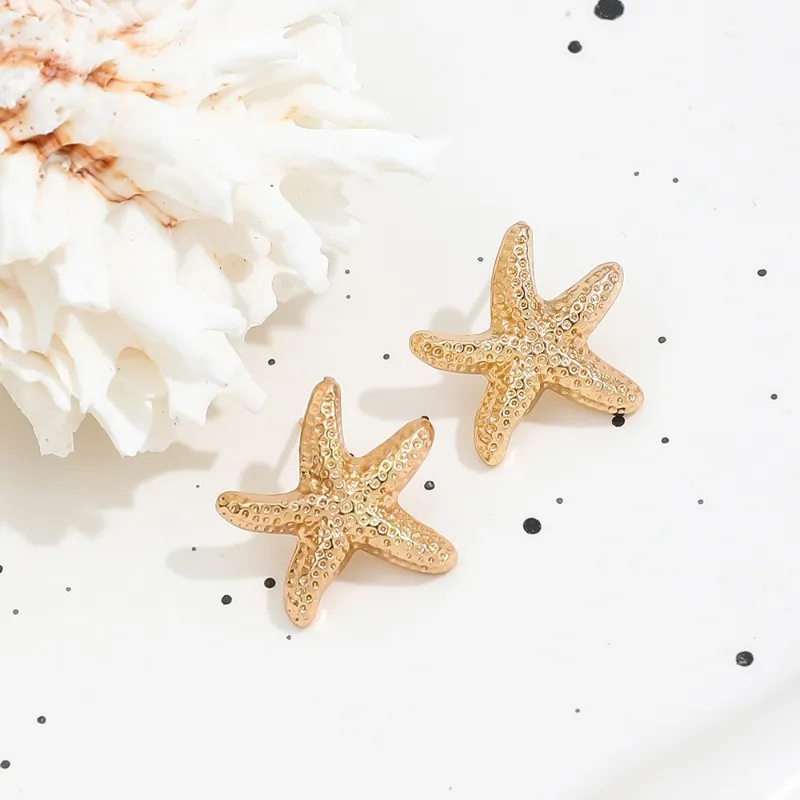 1 Pair Geometric Temperament Casual Starfish Stud Earrings Summer Simple Beach Vacation Style Earrings Ocean Jewelry Gift 2024 - Image 5