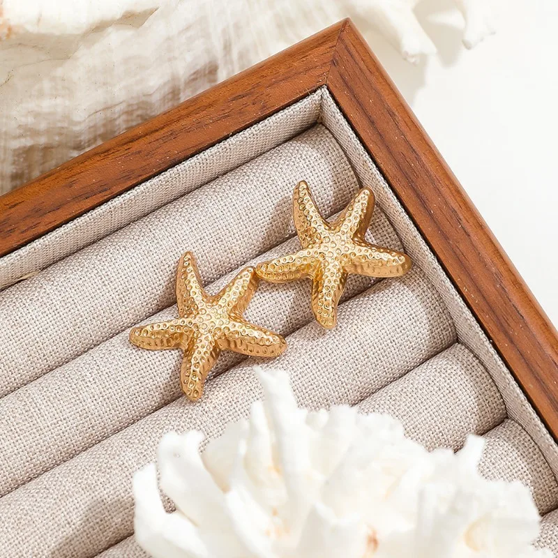 1 Pair Geometric Temperament Casual Starfish Stud Earrings Summer Simple Beach Vacation Style Earrings Ocean Jewelry Gift 2024 - Image 3