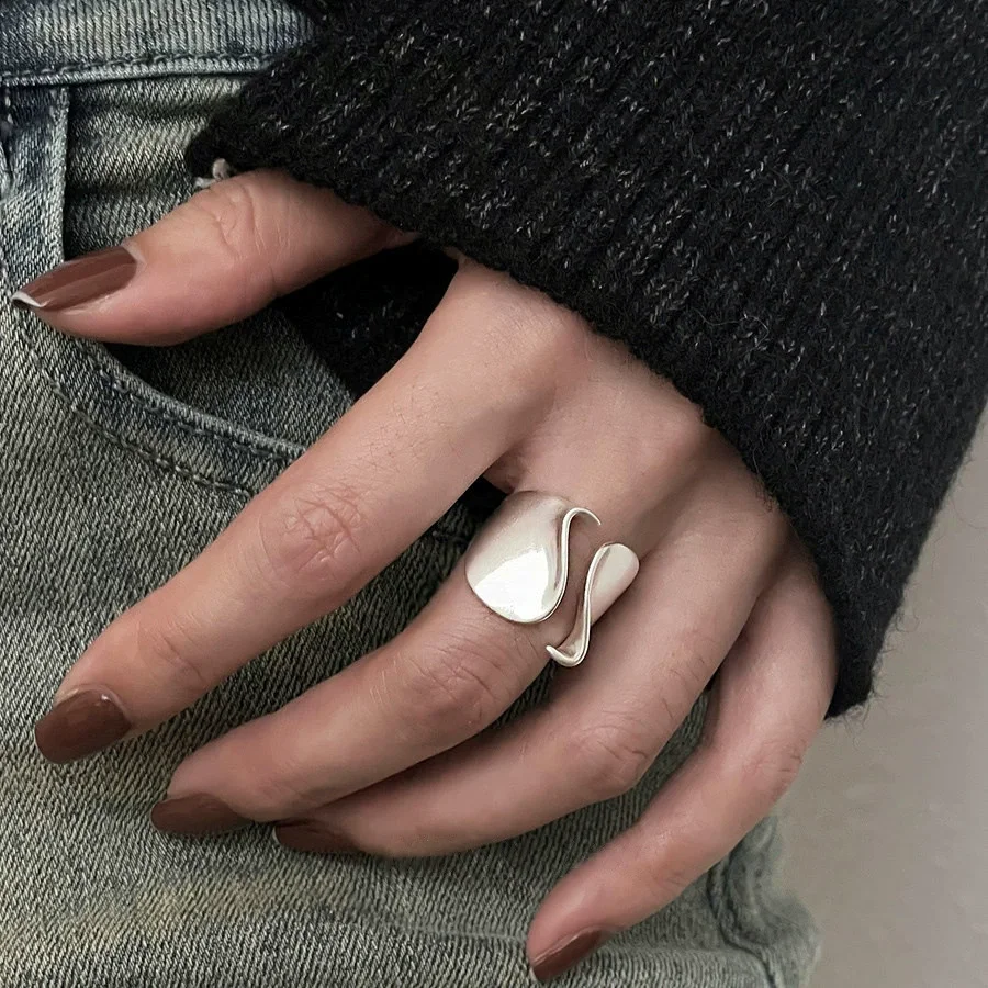 925 Sterling Silver Rings for Women Couple Minimalist Handmade Simple Big Open Ring Party Prevent Allergy Jewelry Holiday Gifts - Image 5
