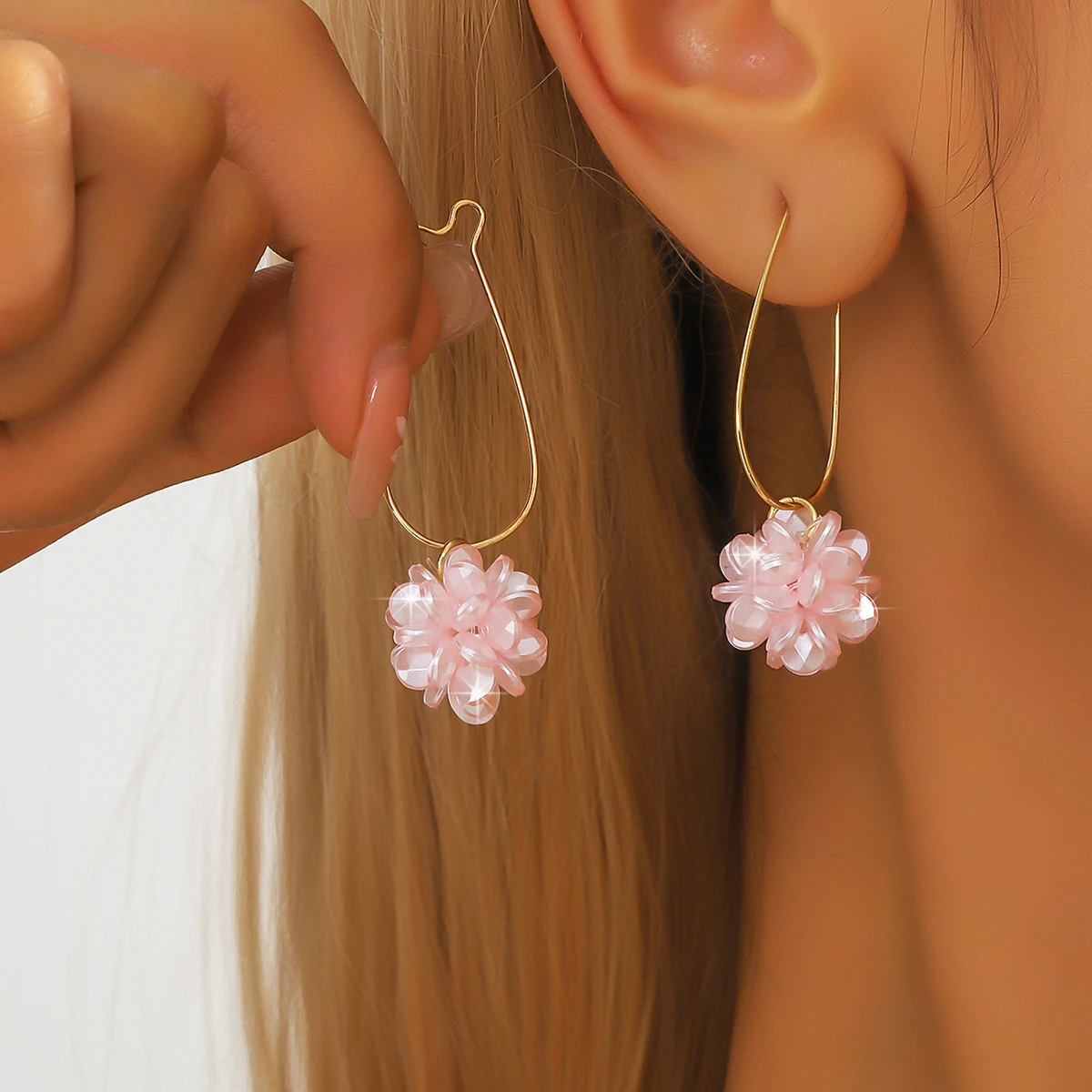 2PC Women's Fashion Trend DIY Pearl Petal Ball Earrings Outdoor Travel Carnival Banquet Party Holiday Dressing Gifts - Image 6