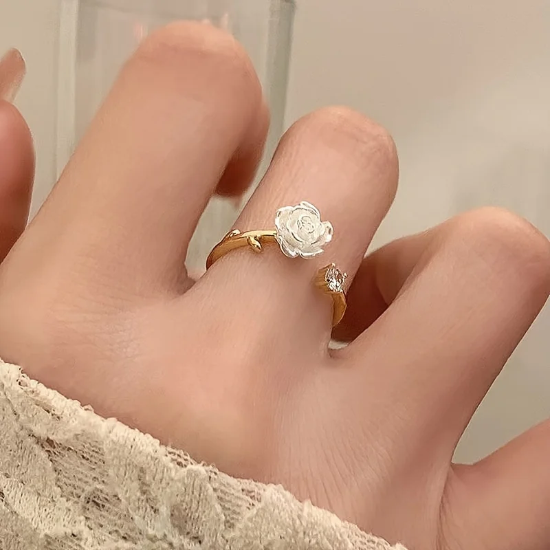 A Easy And Cute Adjustable Camellia Flower Ring with a High-End Feel And Creative Floral Design - Image 2