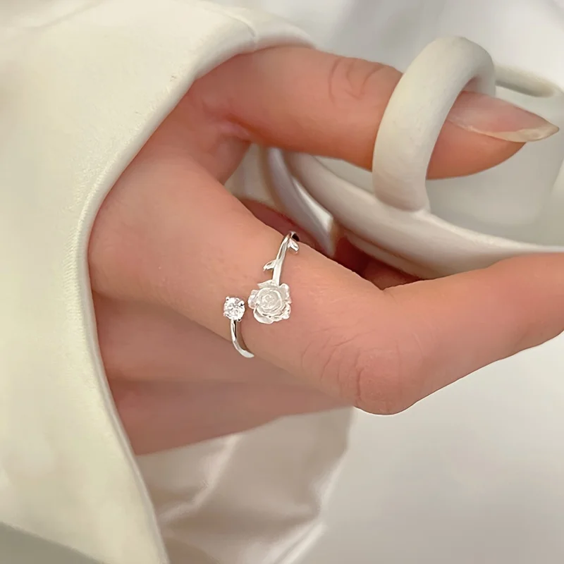 A Easy And Cute Adjustable Camellia Flower Ring with a High-End Feel And Creative Floral Design - Image 4