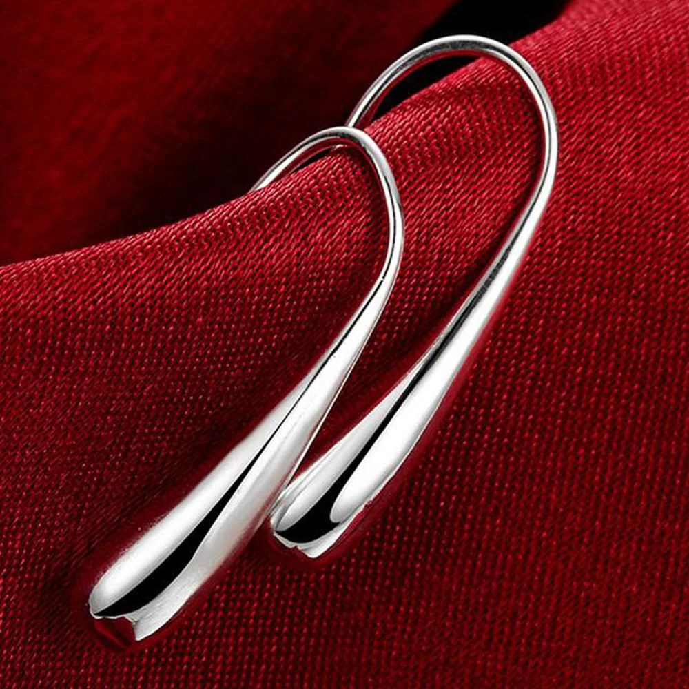 925 Sterling Silver Water Drop Pendants Hoop Earrings For Women Wedding Party Luxury Fashion Jewelry 2022 Christmas Gift - Image 2