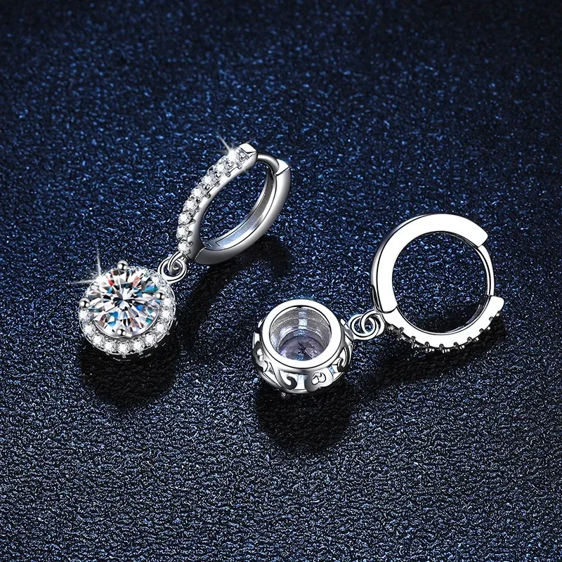 925 Sterling Silver 1 Carat Moissanite Round Earrings for Women Luxury Evening Style - Image 5