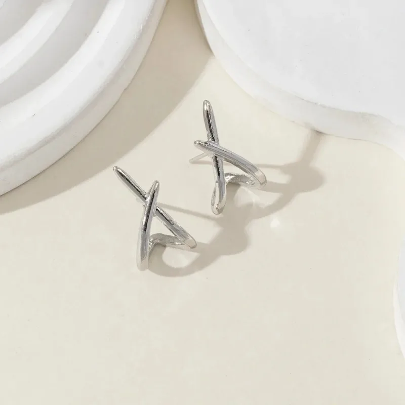 Stainless Steel Cross Stud Earrings for Women Girls Trendy Dainty Simple Minimalist Accessories Party Fashion Jewelry Gifts - Image 5