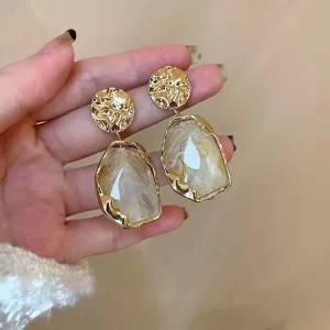 925 Silver Needle Fashion Pendant Earrings Trend Vintage Geometry Acrylic Earrings for Women 2023 Korean Bohemia Jewelry Gift