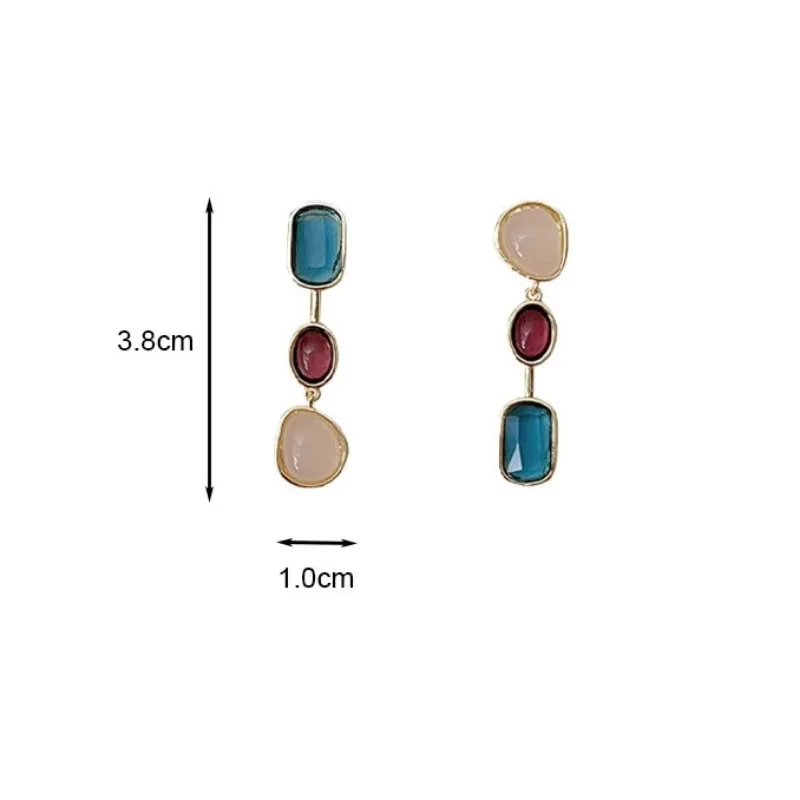 Asymmetric Colorful Resin Earrings for Women Retro Contrast Geometric Dangle Earrings Korean Jewelry High Quality Wholesale - Image 6