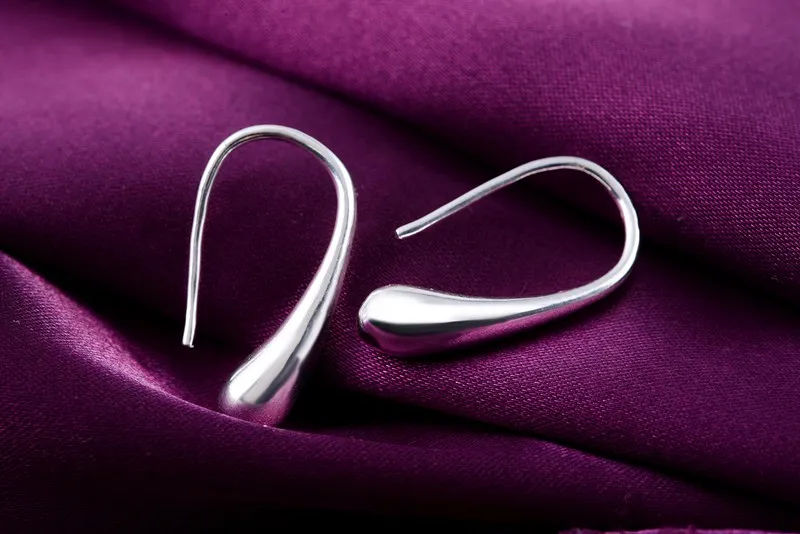 925 Sterling Silver Water Drop Pendants Hoop Earrings For Women Wedding Party Luxury Fashion Jewelry 2022 Christmas Gift - Image 4