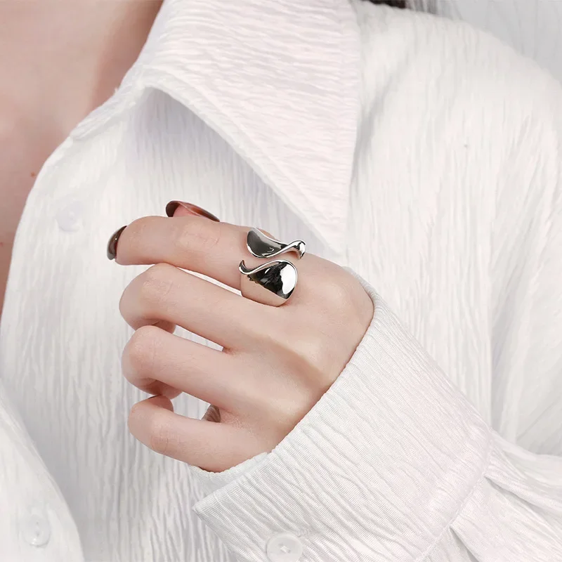 925 Sterling Silver Rings for Women Couple Minimalist Handmade Simple Big Open Ring Party Prevent Allergy Jewelry Holiday Gifts - Image 4