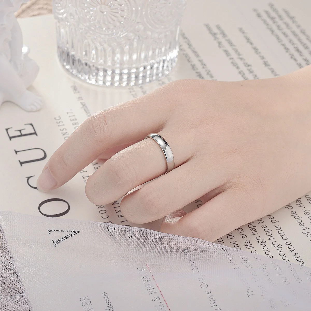 Gold Plated Ring Colour Fashion Women's Simple Couple's Wedding Ring Engagement Jewellery Gift - Image 6