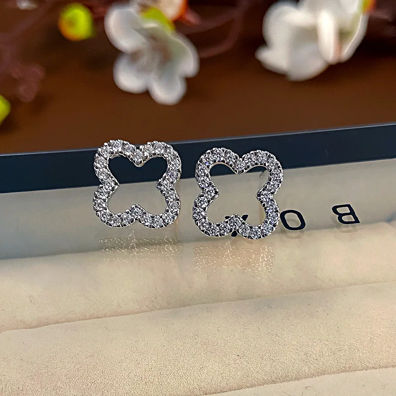 New Simple Hollow Four Leaf Clover Earrings for Women 2025 Trend Jewelry Gift for Her - Image 4