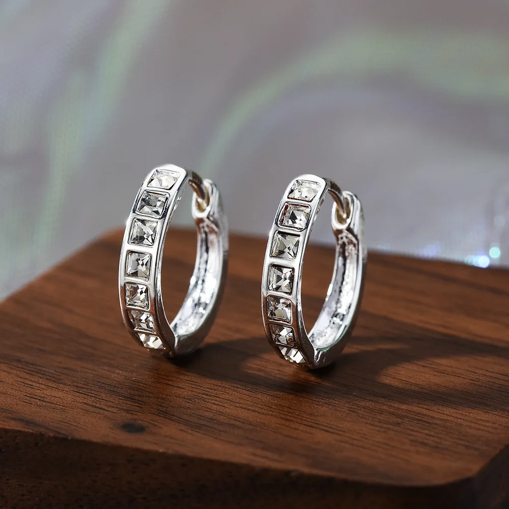 New 925 Sterling Silver Shining Zircon Earrings Women's Circle Round Earrings Fashionable Elegant Jewelry Birthday Party Gifts - Image 4