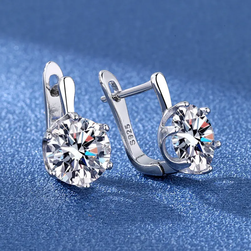 925 Sterling Silver Earrings Jewelry High Quality Retro Simple Pattern Purple White Zircon Earrings Hot Sale - Image 2