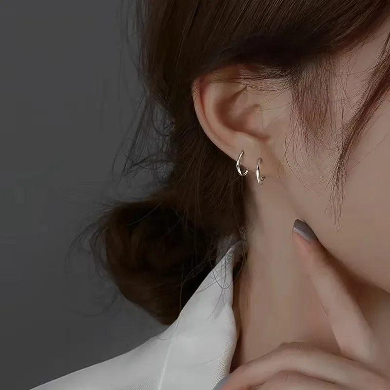 925 Sterling Silver Round Stud Earrings for Women Simple Inlaid Design Hoops Earrings Wedding Party Jewelry Accessories Gifts - Image 4