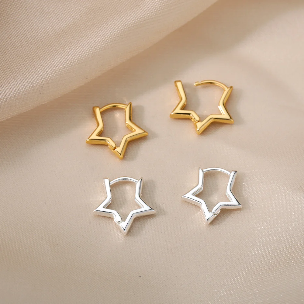 Stainless Steel Star Hoop Earings For Women 2024 Trend New In Luxury Gold Color Earrings Ear Jewelry Gift pendientes mujer - Image 5