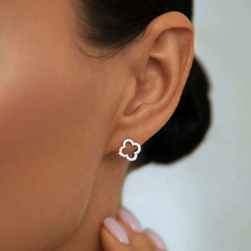 New Simple Hollow Four Leaf Clover Earrings for Women 2025 Trend Jewelry Gift for Her - Image 2