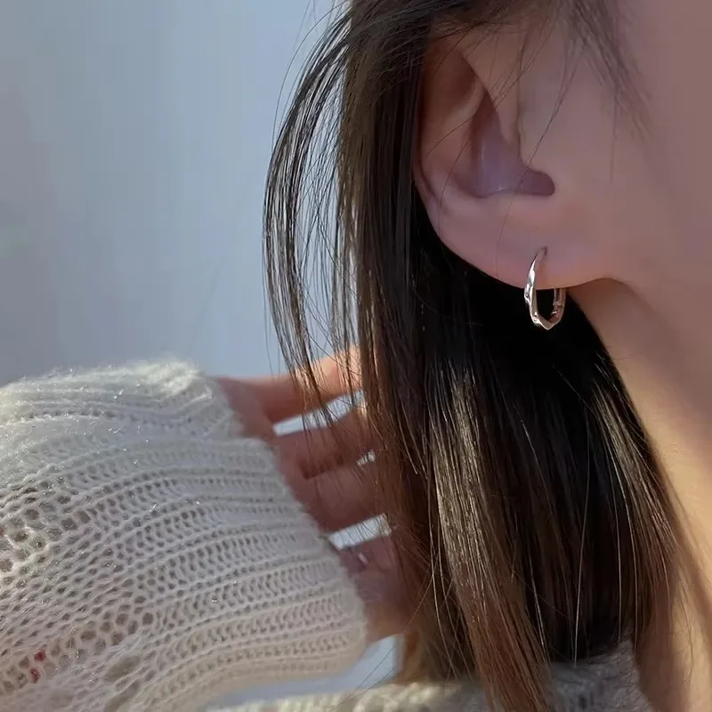 925 Sterling Silver Round Stud Earrings for Women Simple Inlaid Design Hoops Earrings Wedding Party Jewelry Accessories Gifts - Image 3