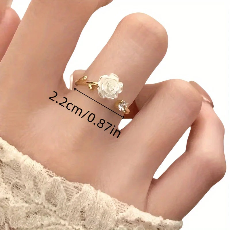 A Easy And Cute Adjustable Camellia Flower Ring with a High-End Feel And Creative Floral Design - Image 5