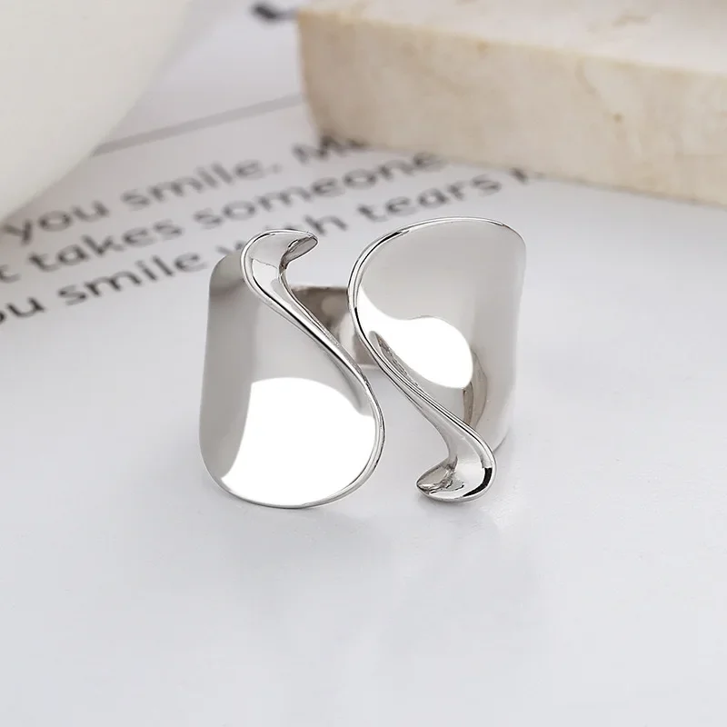 925 Sterling Silver Rings for Women Couple Minimalist Handmade Simple Big Open Ring Party Prevent Allergy Jewelry Holiday Gifts - Image 2