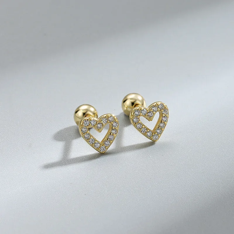 New Fashion Heart Stud Earrings for Women Hypoallergenic Screw Cartilage Helix Earring Girls Piercing Accessories Jewelry Gifts - Image 2