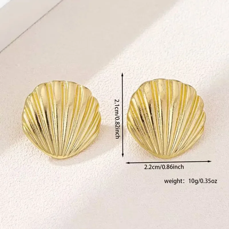 New Exaggeration Ocean Shell Texture Stud Earrings for Women Trendy Accessories Personalization Jewelry Earrings Daily Wear - Image 6