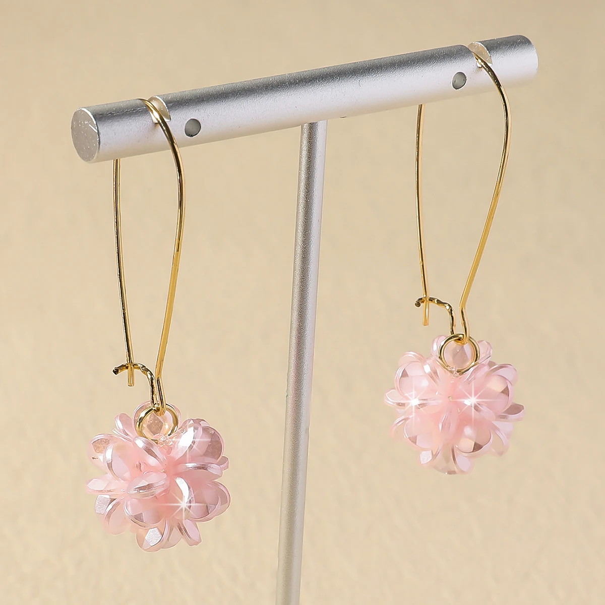 2PC Women's Fashion Trend DIY Pearl Petal Ball Earrings Outdoor Travel Carnival Banquet Party Holiday Dressing Gifts - Image 4