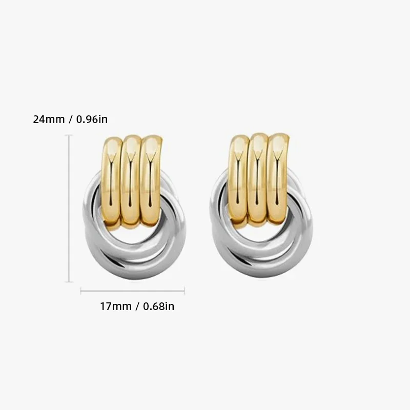 Trendy Stainless Steel Multilayer Circle Twist Knot Earrings for Women Texture Mixed Color Gold Plated Statement Earring Bijoux - Image 6