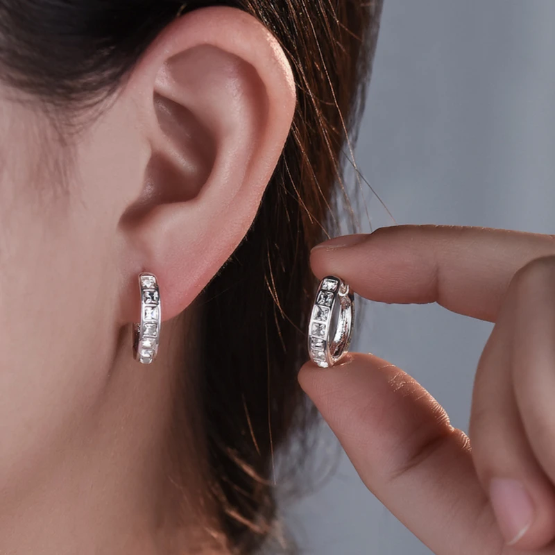New 925 Sterling Silver Shining Zircon Earrings Women's Circle Round Earrings Fashionable Elegant Jewelry Birthday Party Gifts - Image 3