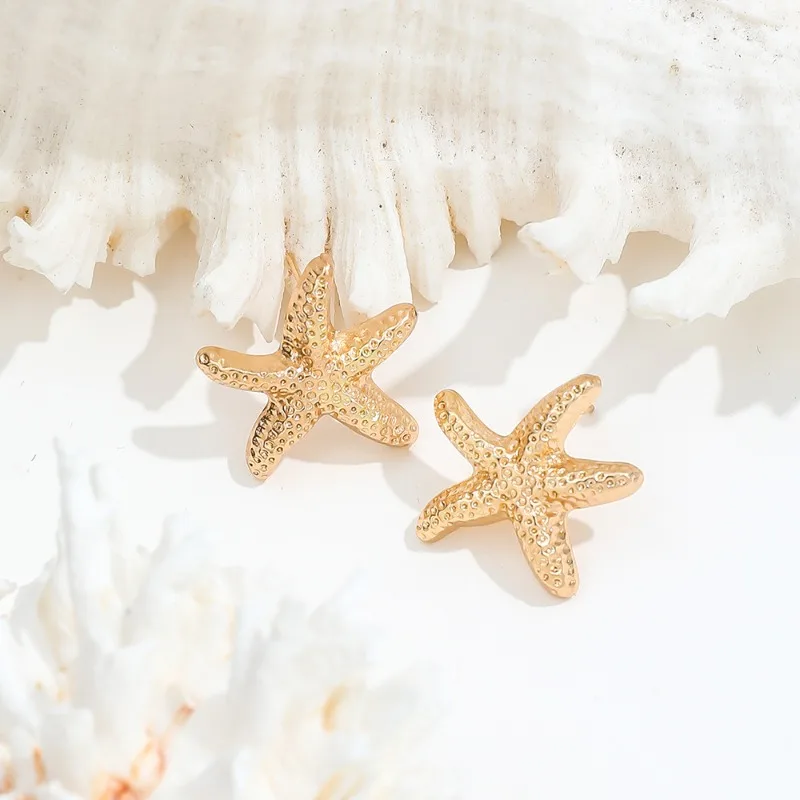 1 Pair Geometric Temperament Casual Starfish Stud Earrings Summer Simple Beach Vacation Style Earrings Ocean Jewelry Gift 2024 - Image 4