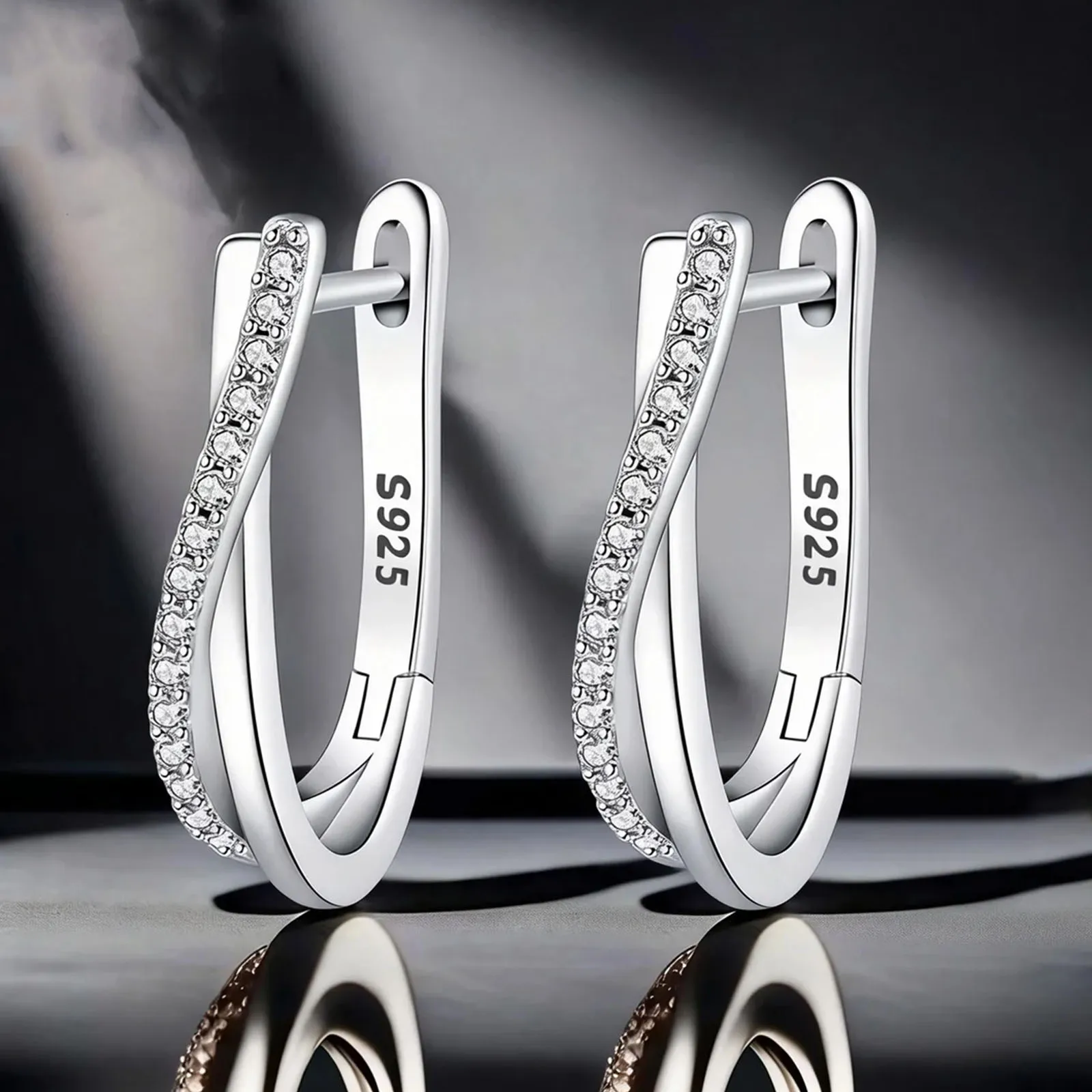 925 Silver Star Twisted Line Earrings Jewelry Versatile Hoop Earrings For Women Jewelry Fine Birthday Party Gifts