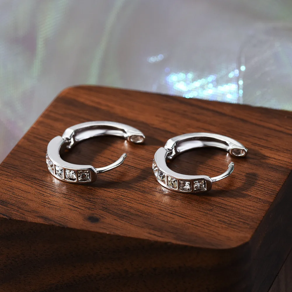 New 925 Sterling Silver Shining Zircon Earrings Women's Circle Round Earrings Fashionable Elegant Jewelry Birthday Party Gifts - Image 5