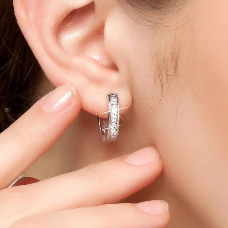 New 925 Sterling Silver Shining Zircon Earrings Women's Circle Round Earrings Fashionable Elegant Jewelry Birthday Party Gifts - Image 2