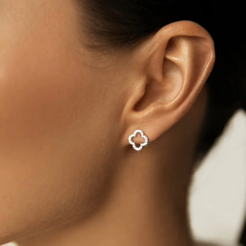 New Simple Hollow Four Leaf Clover Earrings for Women 2025 Trend Jewelry Gift for Her - Image 3