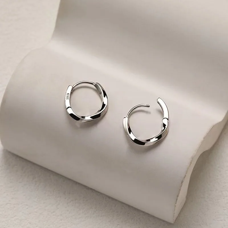 925 Sterling Silver Round Stud Earrings for Women Simple Inlaid Design Hoops Earrings Wedding Party Jewelry Accessories Gifts - Image 6
