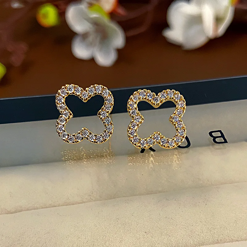 New Simple Hollow Four Leaf Clover Earrings for Women 2025 Trend Jewelry Gift for Her - Image 5