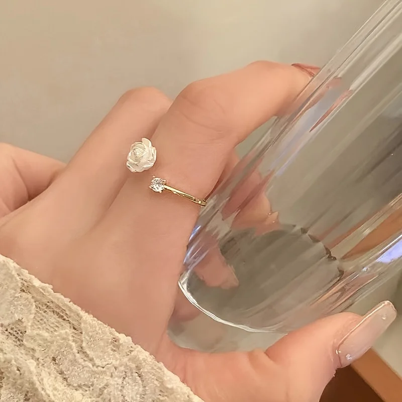 A Easy And Cute Adjustable Camellia Flower Ring with a High-End Feel And Creative Floral Design - Image 6