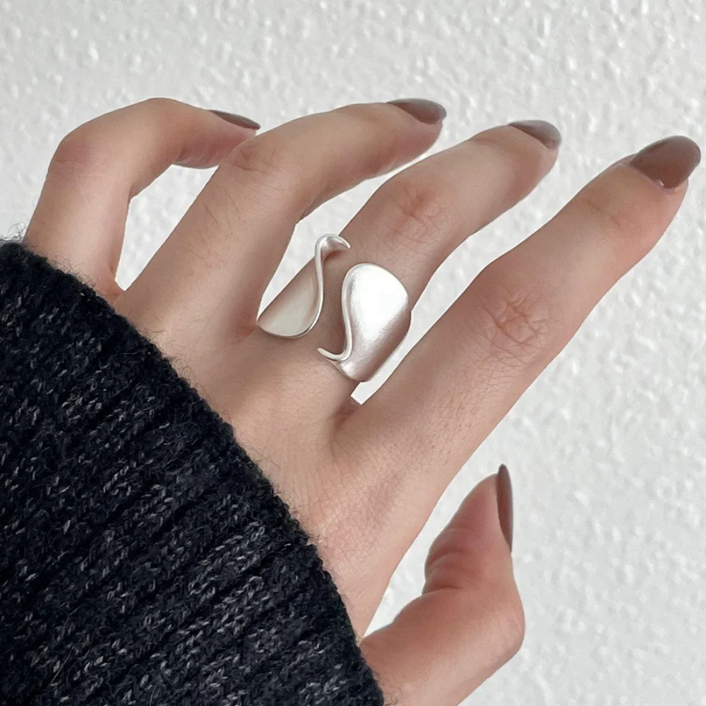 925 Sterling Silver Rings for Women Couple Minimalist Handmade Simple Big Open Ring Party Prevent Allergy Jewelry Holiday Gifts - Image 3