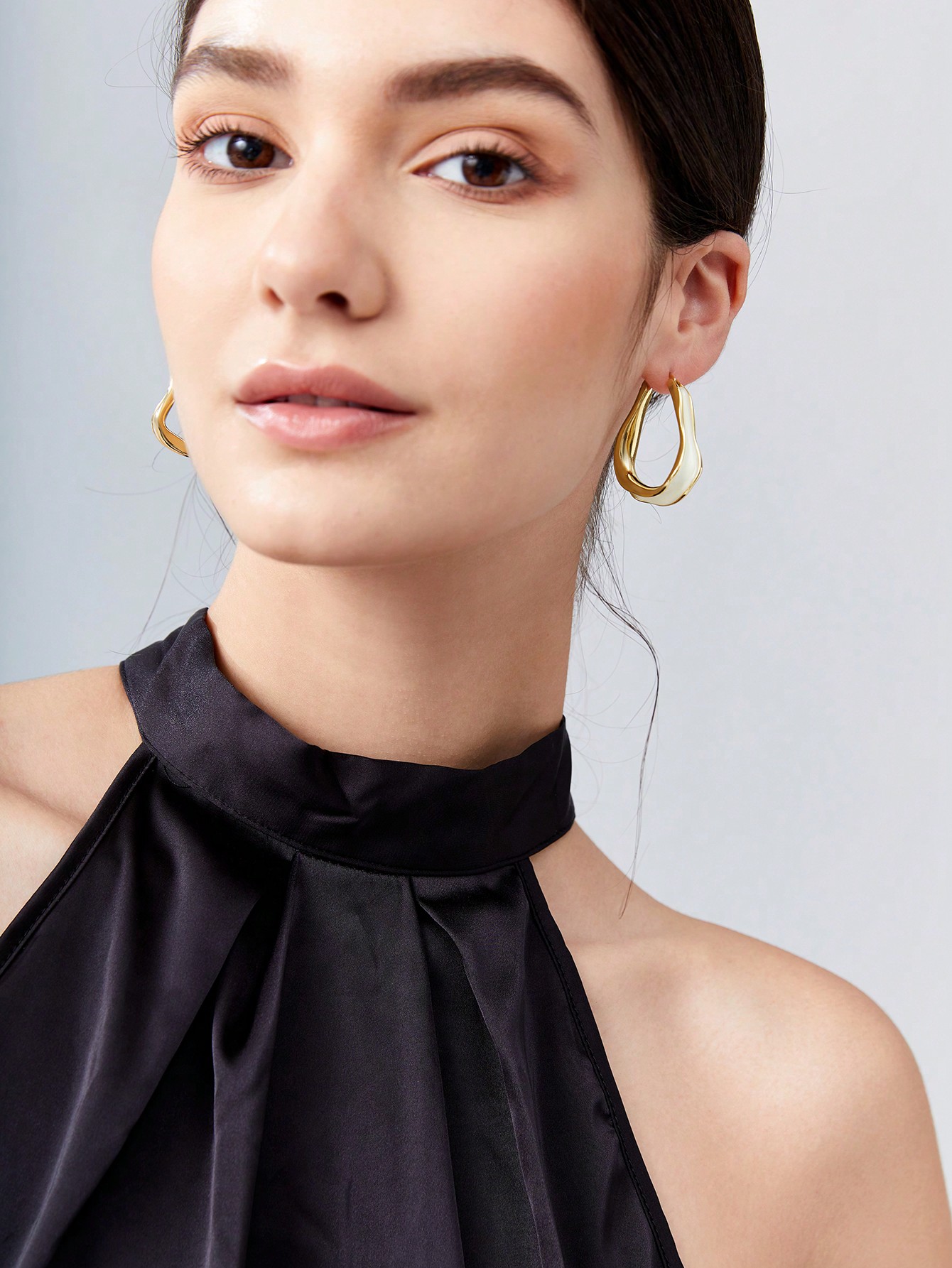 1pair Casual Zinc Alloy Asymmetric Design Hoop Earrings For Women For Daily Decoration - Image 5