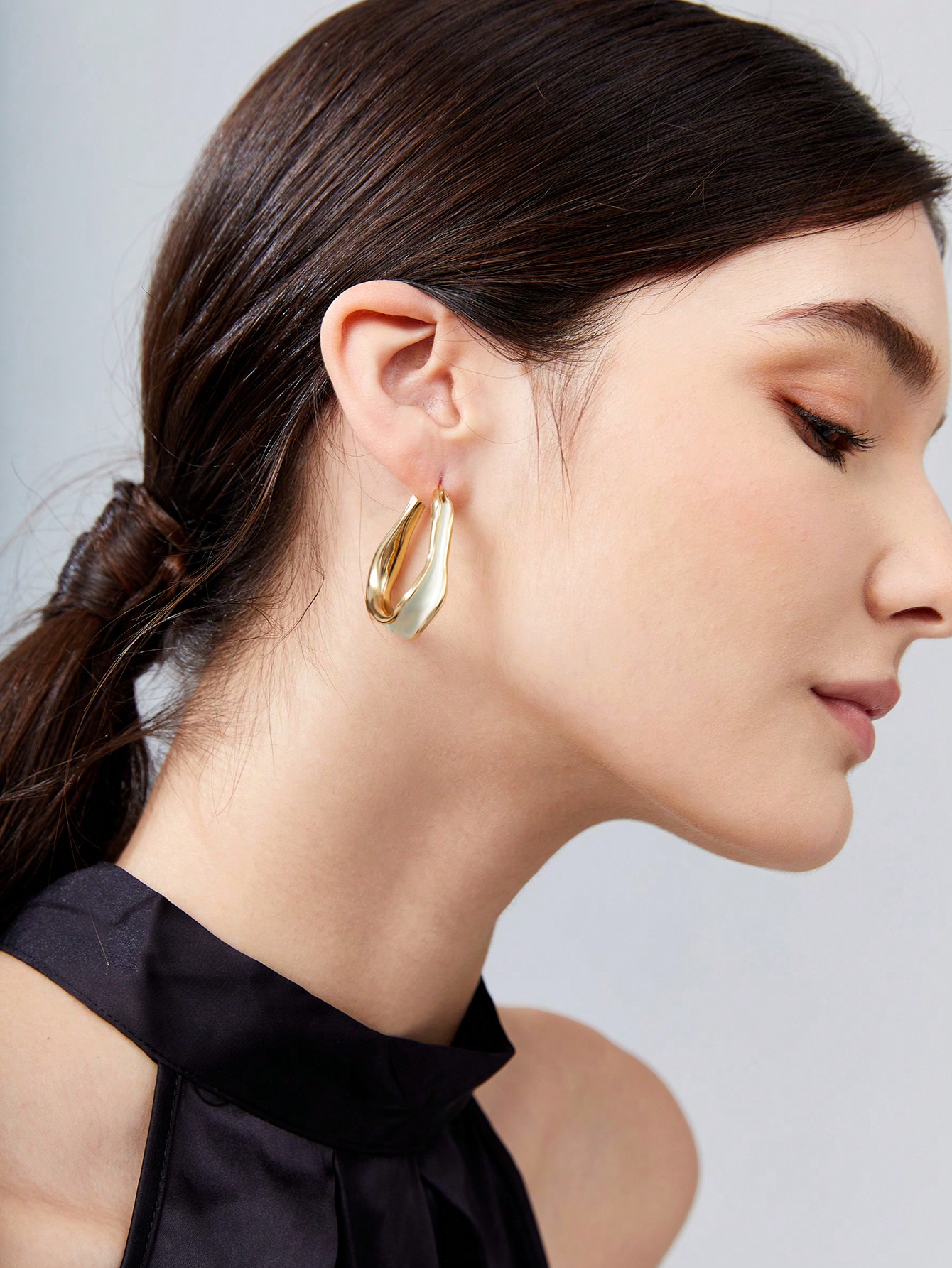 1pair Casual Zinc Alloy Asymmetric Design Hoop Earrings For Women For Daily Decoration - Image 7