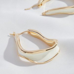 1pair Casual Zinc Alloy Asymmetric Design Hoop Earrings For Women For Daily Decoration